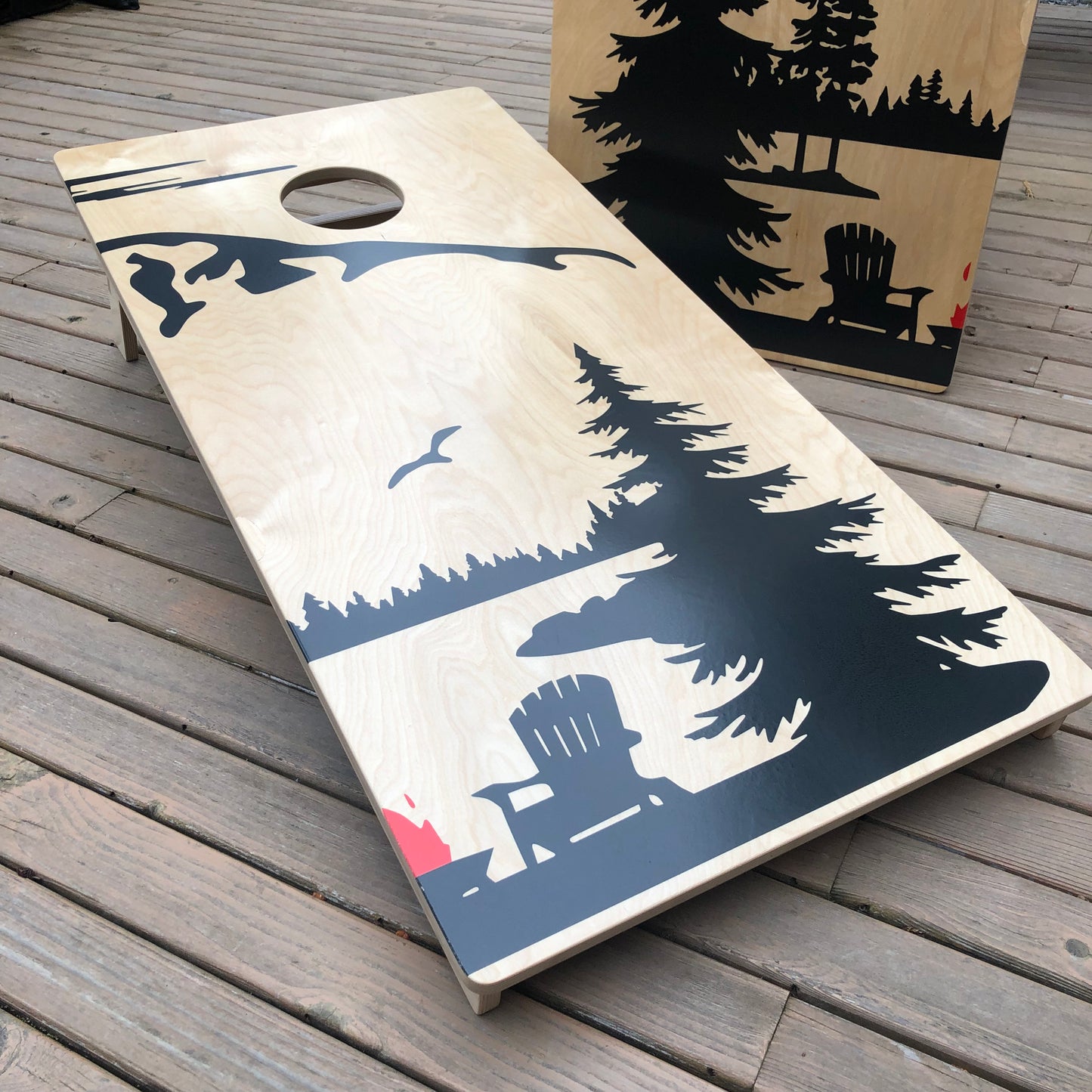Mt. Rainier Bonfire Cornhole Boards