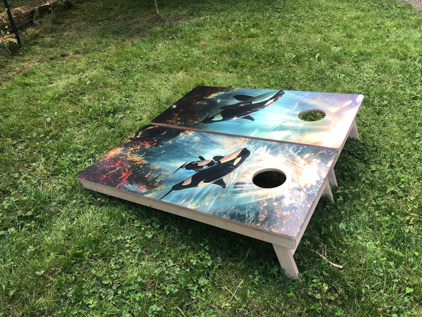 Orca Whale Cornhole Board Set