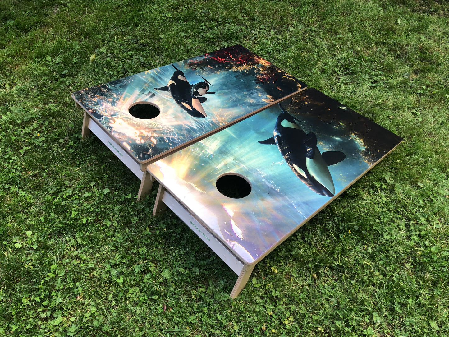 Orca Whale Cornhole Board Set