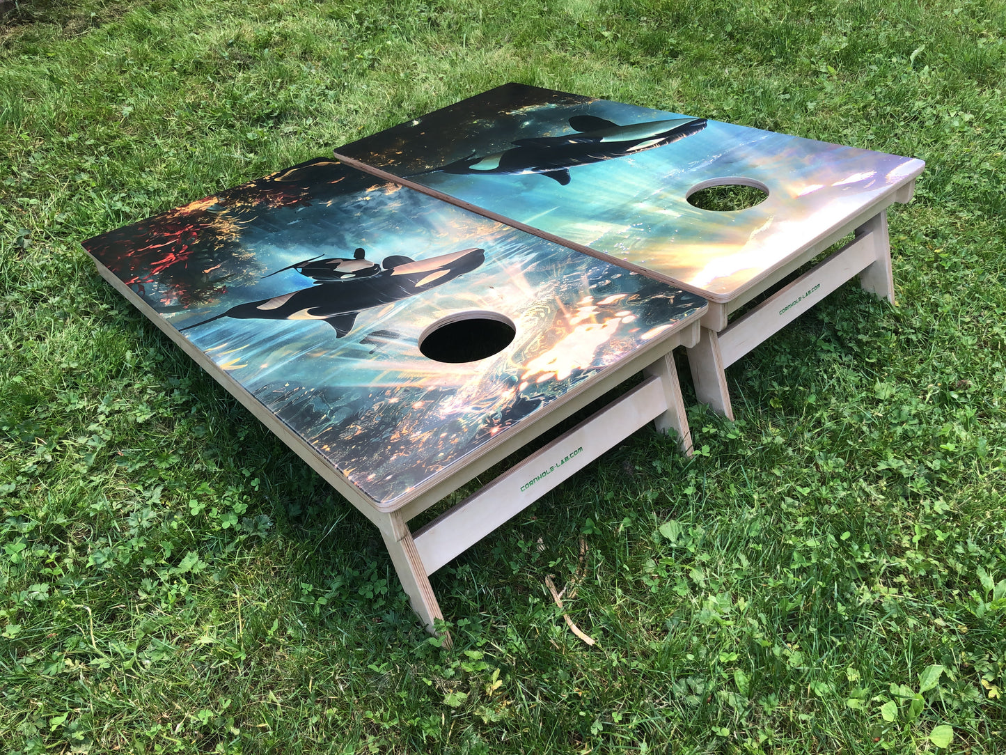 Orca Whale Cornhole Board Set