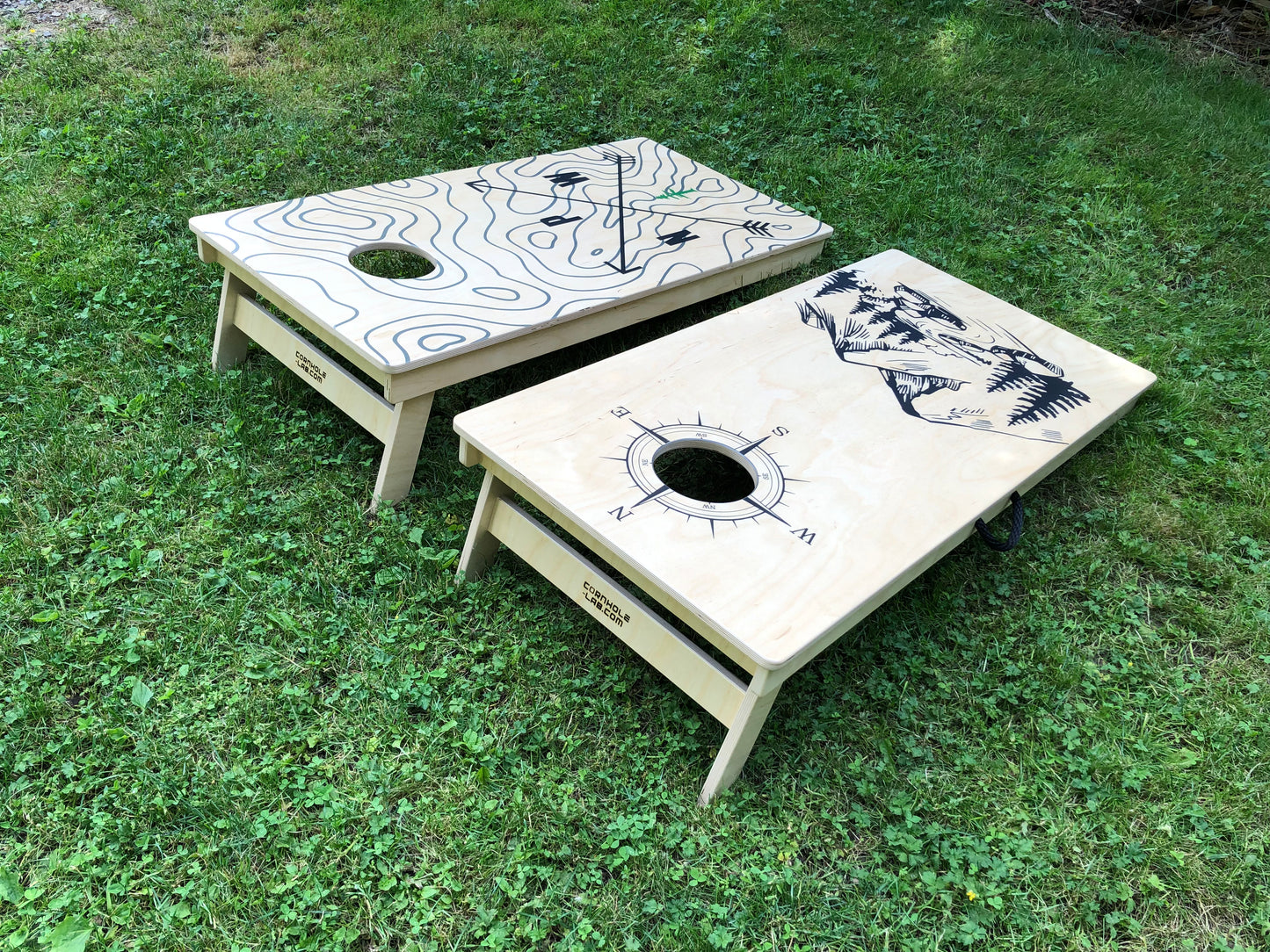 Pacific Northwest Mountains and Topo Map Cornhole Board Set