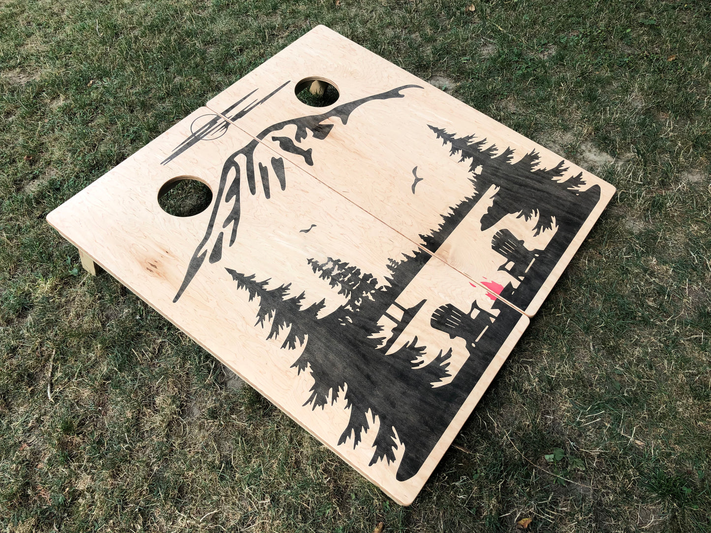 Mt. Rainier Bonfire Cornhole Boards