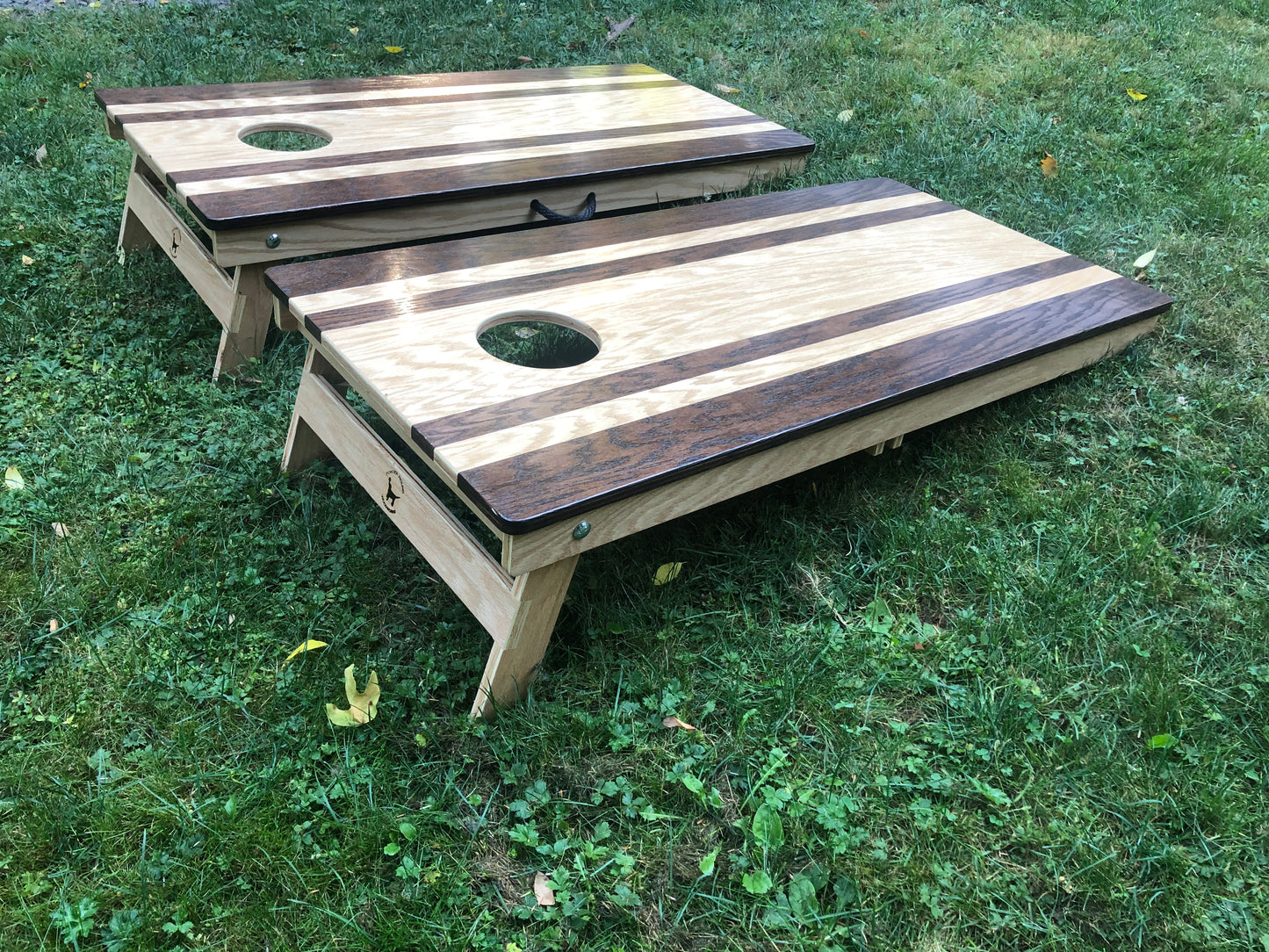 Dark Brown Stripe Traditional Cornhole Board Set