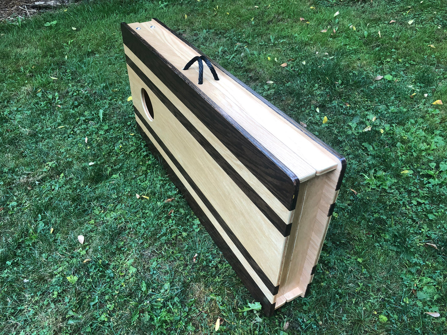 Dark Brown Stripe Traditional Cornhole Board Set