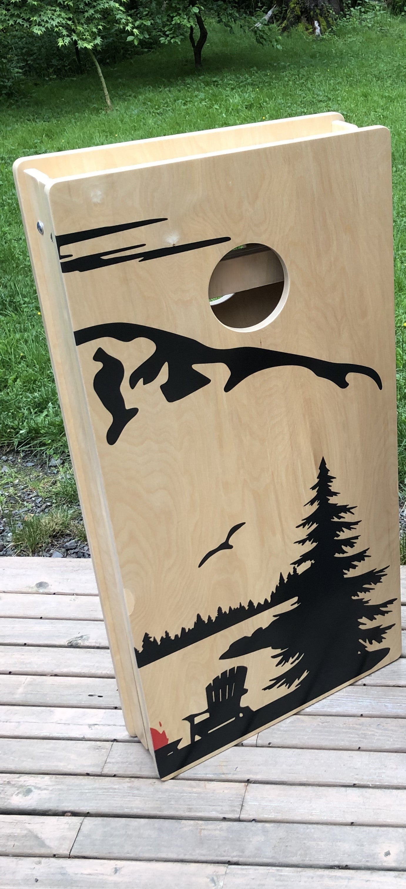 Mt. Rainier Bonfire Cornhole Boards