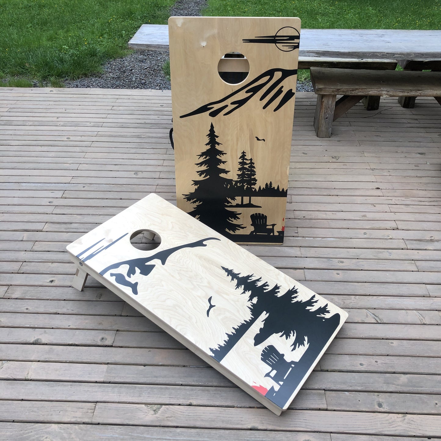 Mt. Rainier Bonfire Cornhole Boards