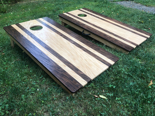 Dark Brown Stripe Traditional Cornhole Board Set