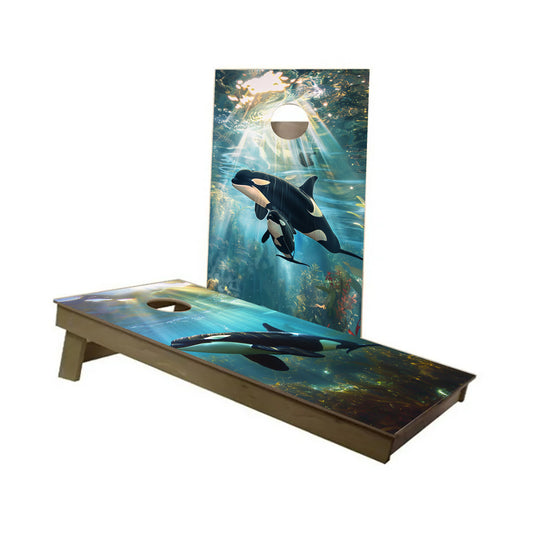 Orca Whale Cornhole Board Set