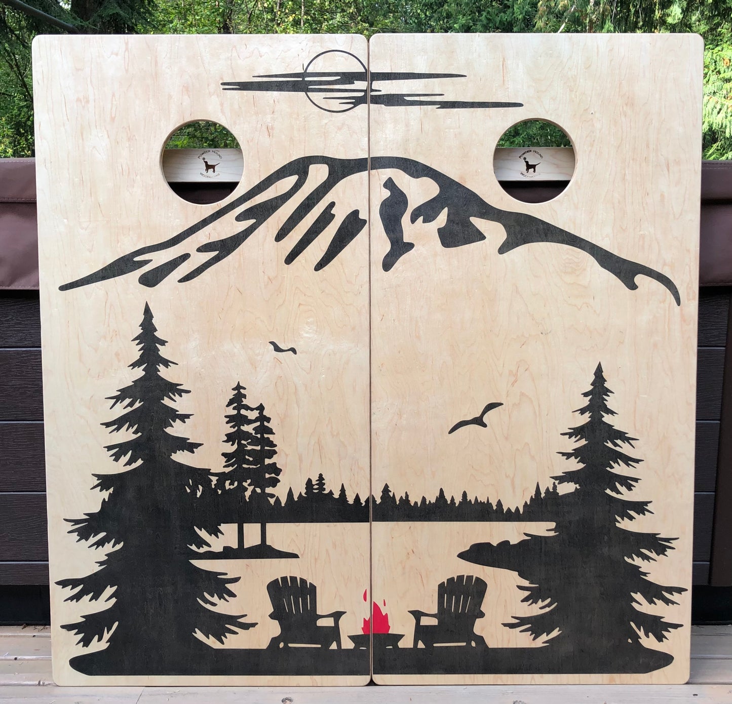 Mt. Rainier Bonfire Cornhole Boards